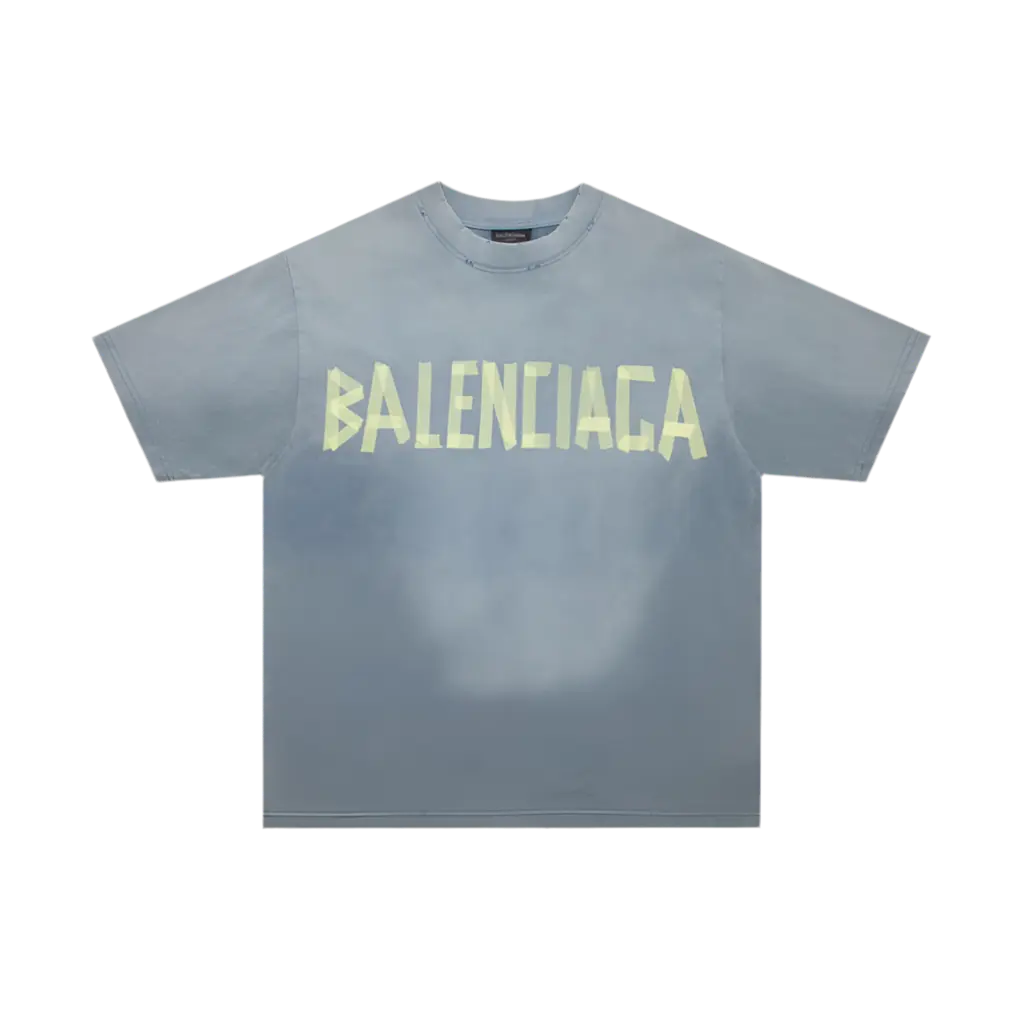 BALENCIAGA TAPE TYPE SKY BLUE FADED TEE - VICE
