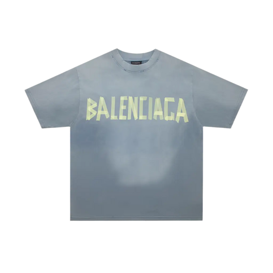 BALENCIAGA TAPE TYPE SKY BLUE FADED TEE - VICE