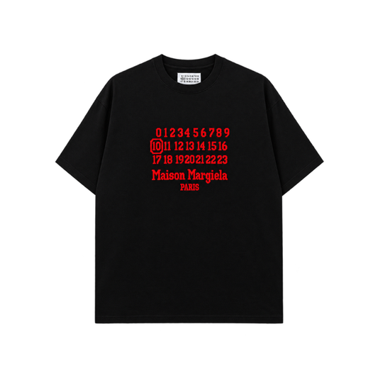 CAMISA MARGIELA ABSTRACT RED NUMBERS